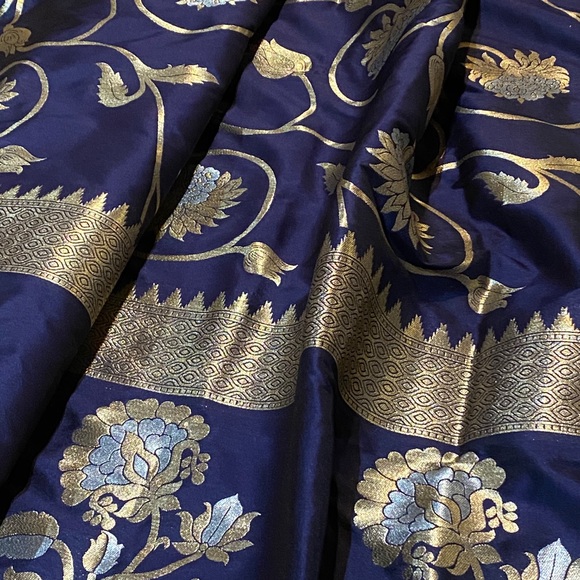 Party silk saree in blue - Picture 10 of 15
